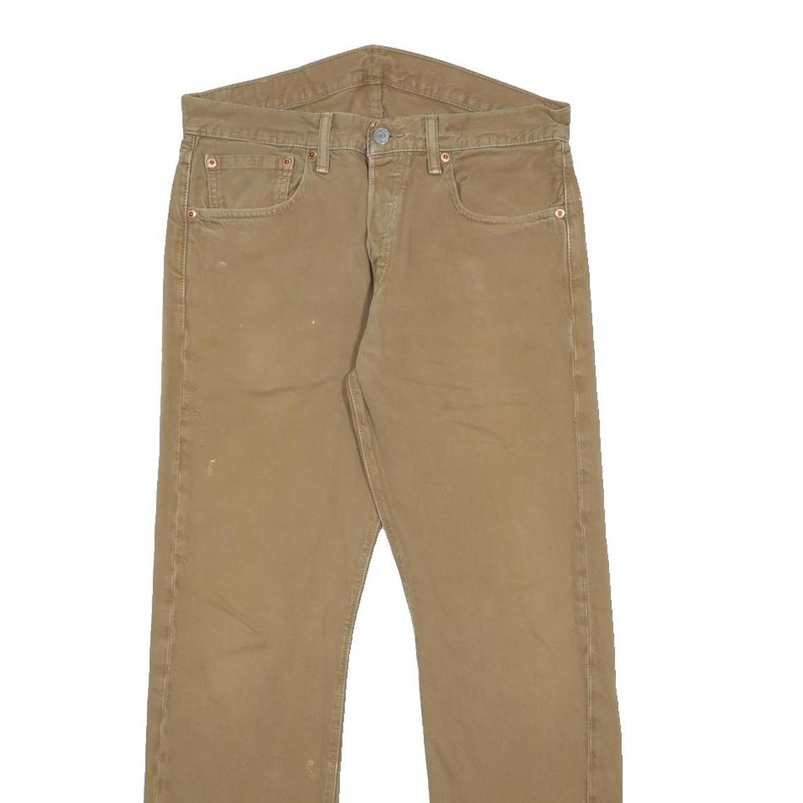 LEVI'S 501 Mens Jeans Beige Regular Straight Denim W31 L30 Classic Button Fly