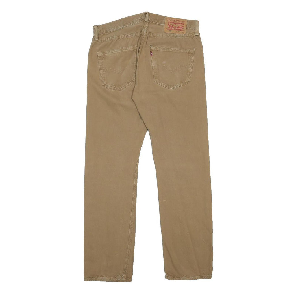 LEVI'S 501 Mens Jeans Beige Regular Straight Denim W31 L30 Classic Button Fly