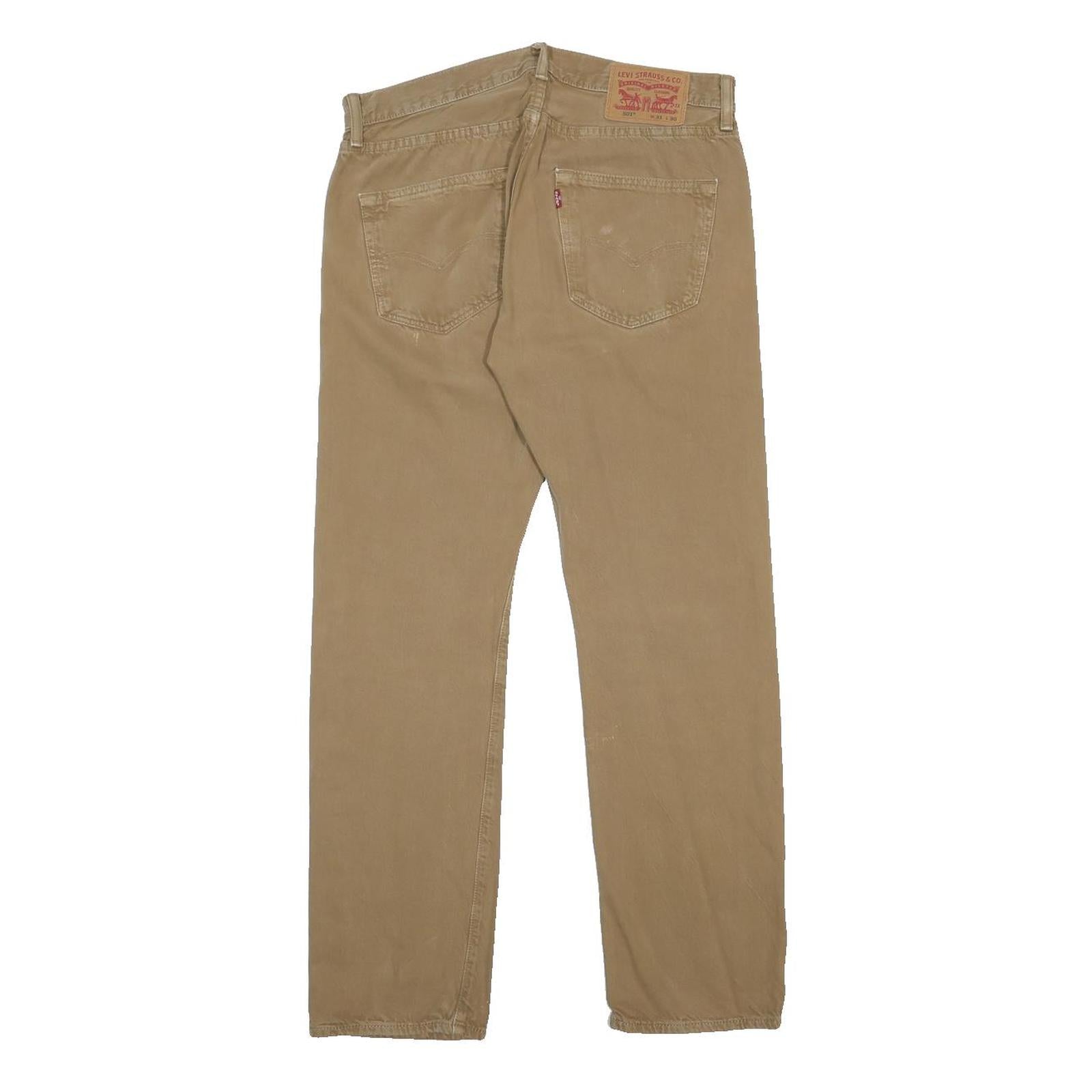 LEVI'S 501 Mens Jeans Beige Regular Straight Denim W31 L30 Classic Button Fly
