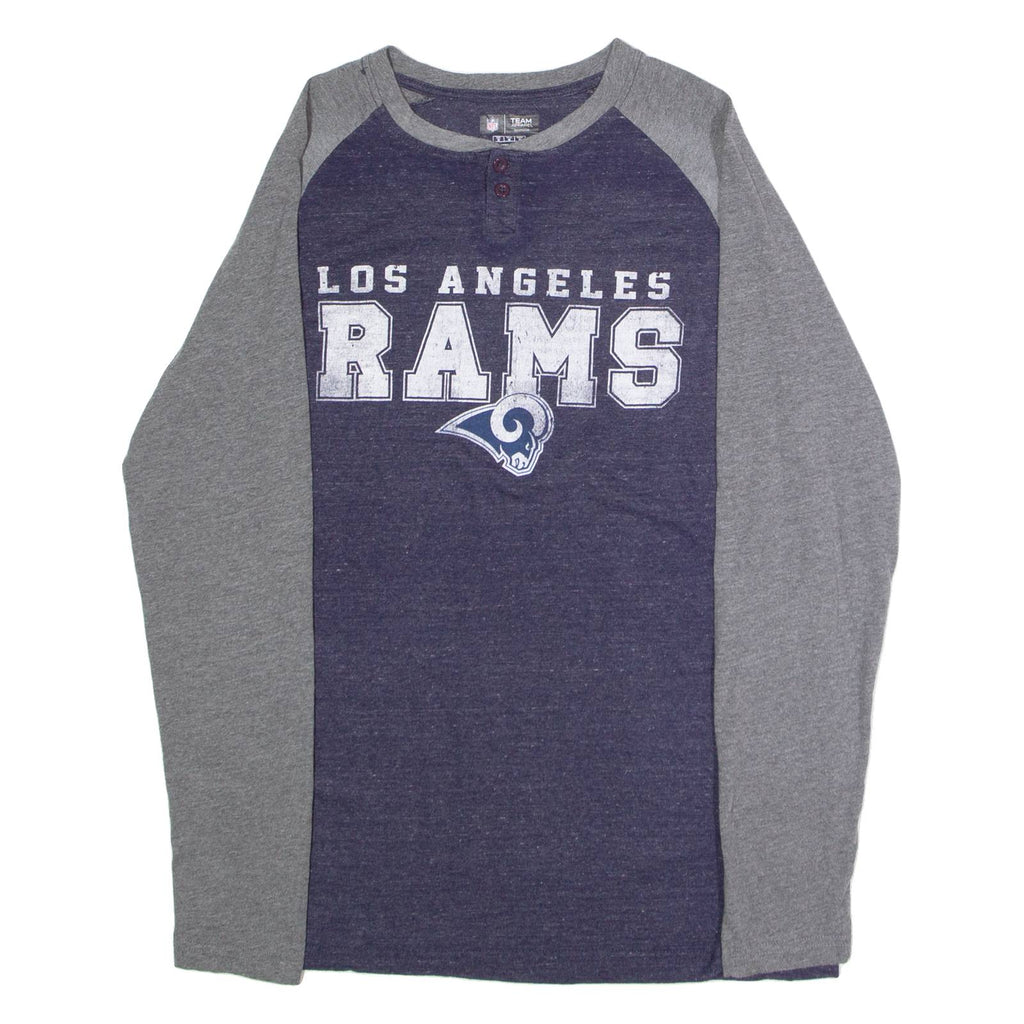 NFL Los Angeles Rams Mens T-Shirt Blue Long Sleeve USA Button Neck M