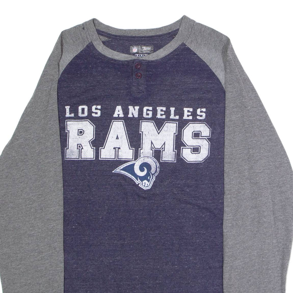NFL Los Angeles Rams Mens T-Shirt Blue Long Sleeve USA Button Neck M