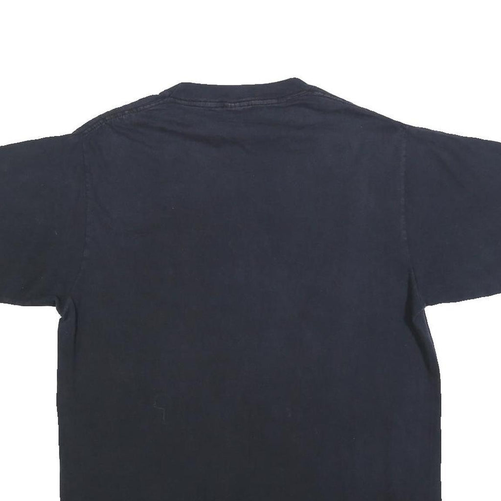 Mens Black Graphic T-Shirt L Short Sleeve Crew Neck Soft Cotton Blend