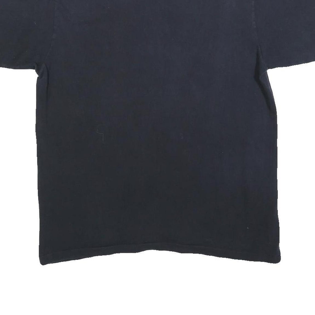 Mens Black Graphic T-Shirt L Short Sleeve Crew Neck Soft Cotton Blend