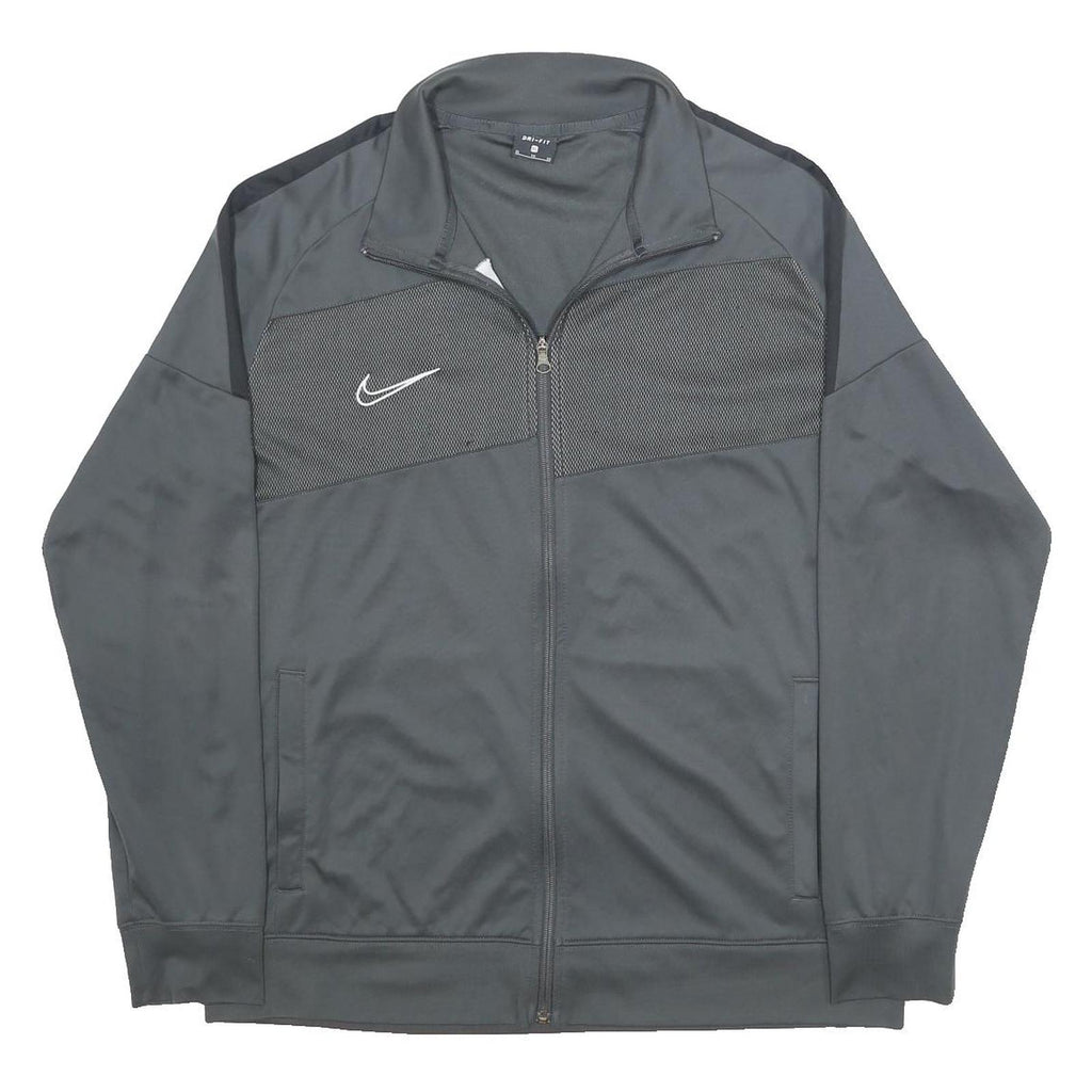 NIKE Mens Grey & Black Sports Zip Jacket XL Polyester Athletic Casual Wear