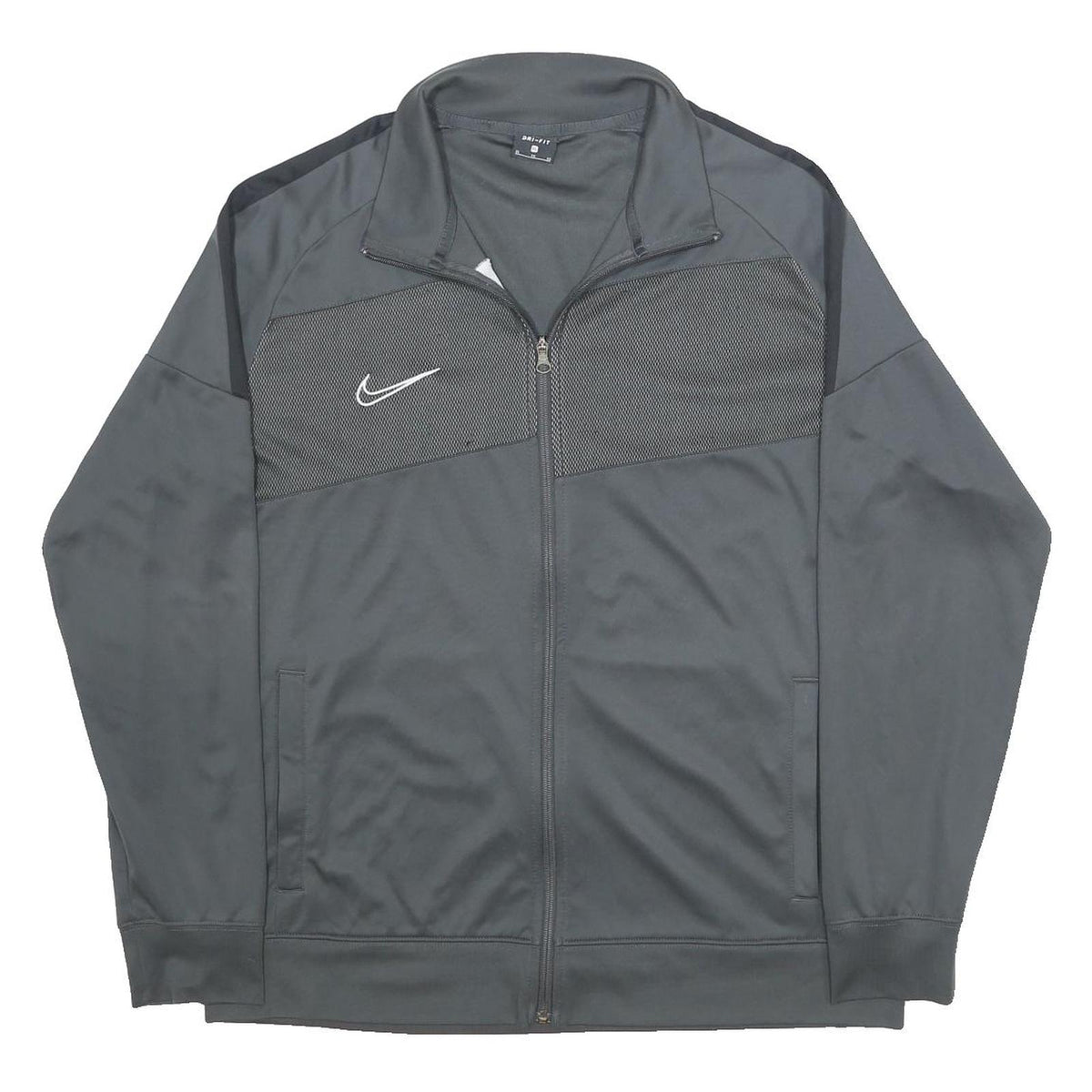 NIKE Mens Grey & Black Sports Zip Jacket XL Polyester Athletic Casual Wear