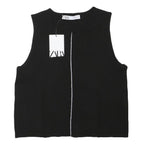 ZARA Womens Black Sleeveless Basic Top M Cotton Blend Crew Neck Casual