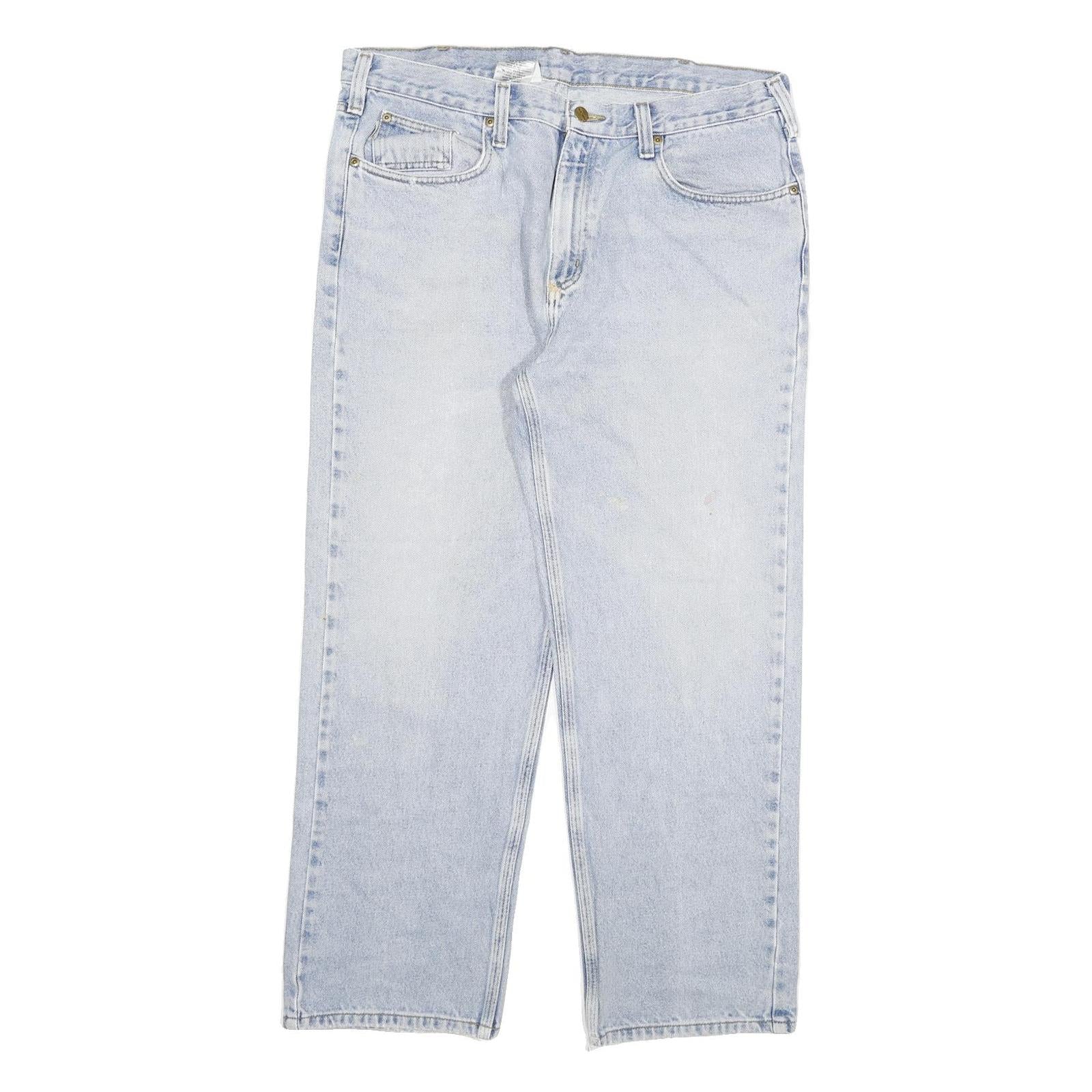 CARHARTT Mens Relaxed Blue Denim Light W38 L29 Casual Workwear Zip Fastening