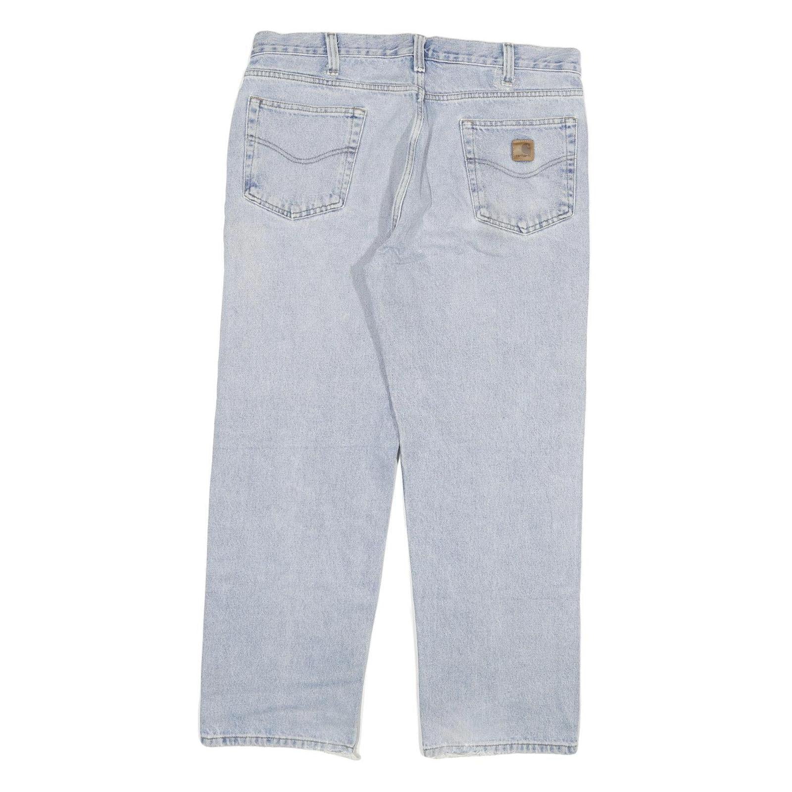 CARHARTT Mens Relaxed Blue Denim Light W38 L29 Casual Workwear Zip Fastening