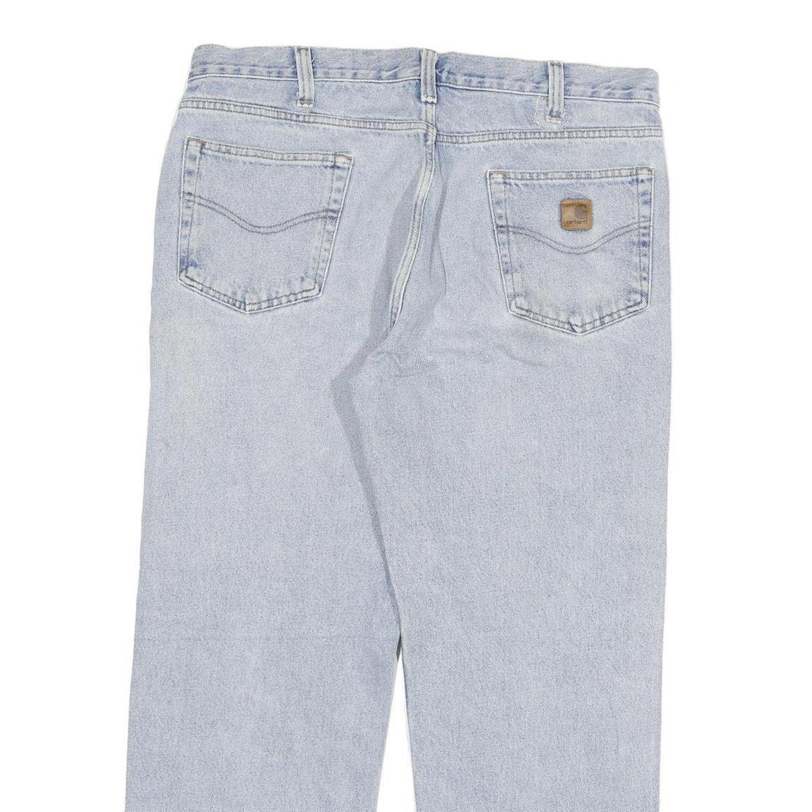 CARHARTT Mens Relaxed Blue Denim Light W38 L29 Casual Workwear Zip Fastening