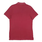 DIADORA Mens Maroon Short Sleeve Plain Polo Shirt L Cotton Casual Sportswear