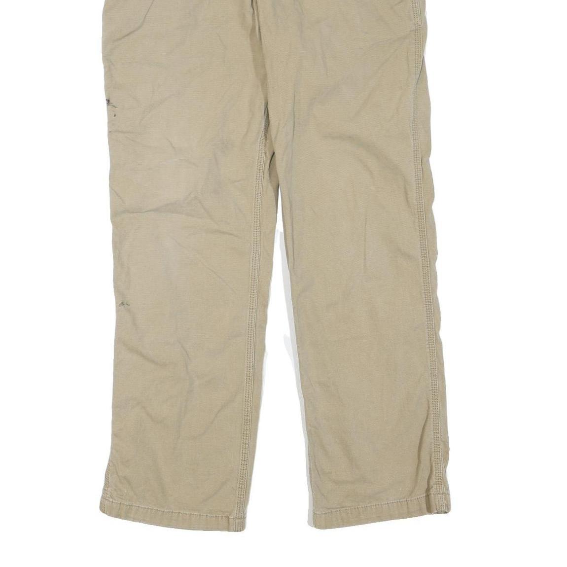 CARHARTT Mens Regular Fit Beige Workwear Trousers W34 L30 Cotton Blend Zip