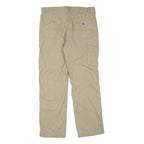 CARHARTT Mens Regular Fit Beige Workwear Trousers W34 L30 Cotton Blend Zip