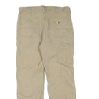 CARHARTT Mens Regular Fit Beige Workwear Trousers W34 L30 Cotton Blend Zip