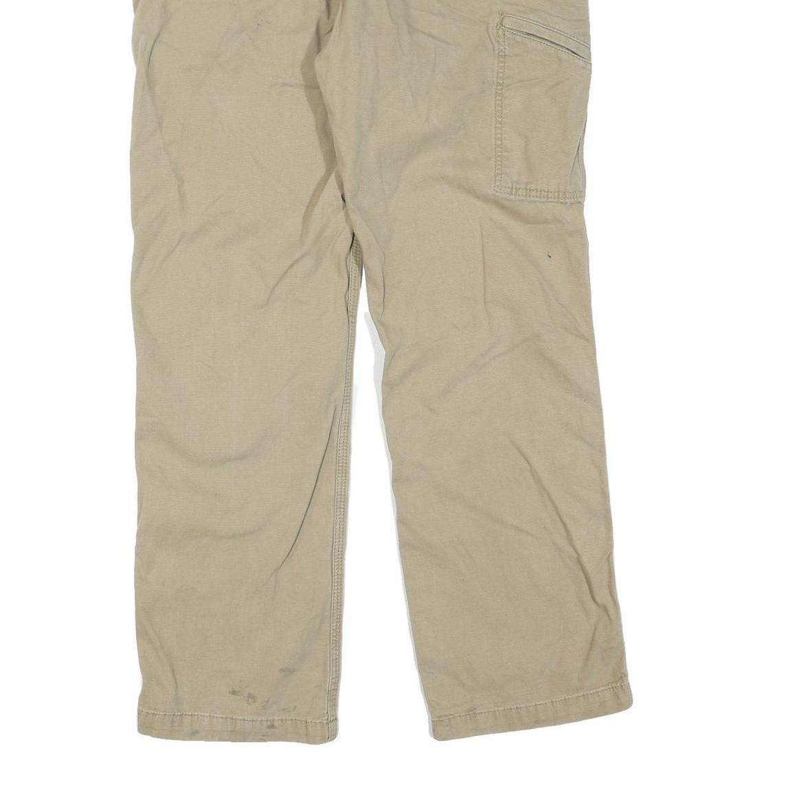 CARHARTT Mens Regular Fit Beige Workwear Trousers W34 L30 Cotton Blend Zip