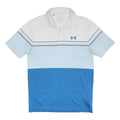 UNDER ARMOUR Mens White & Blue Polo Shirt S Polyester Blend Short Sleeve Sport