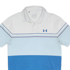 UNDER ARMOUR Mens White & Blue Polo Shirt S Polyester Blend Short Sleeve Sport