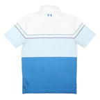 UNDER ARMOUR Mens White & Blue Polo Shirt S Polyester Blend Short Sleeve Sport