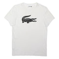 LACOSTE Mens White Black Large Crocodile Graphic Crew Neck Short Sleeve S