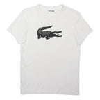 LACOSTE Mens White Black Large Crocodile Graphic Crew Neck Short Sleeve S