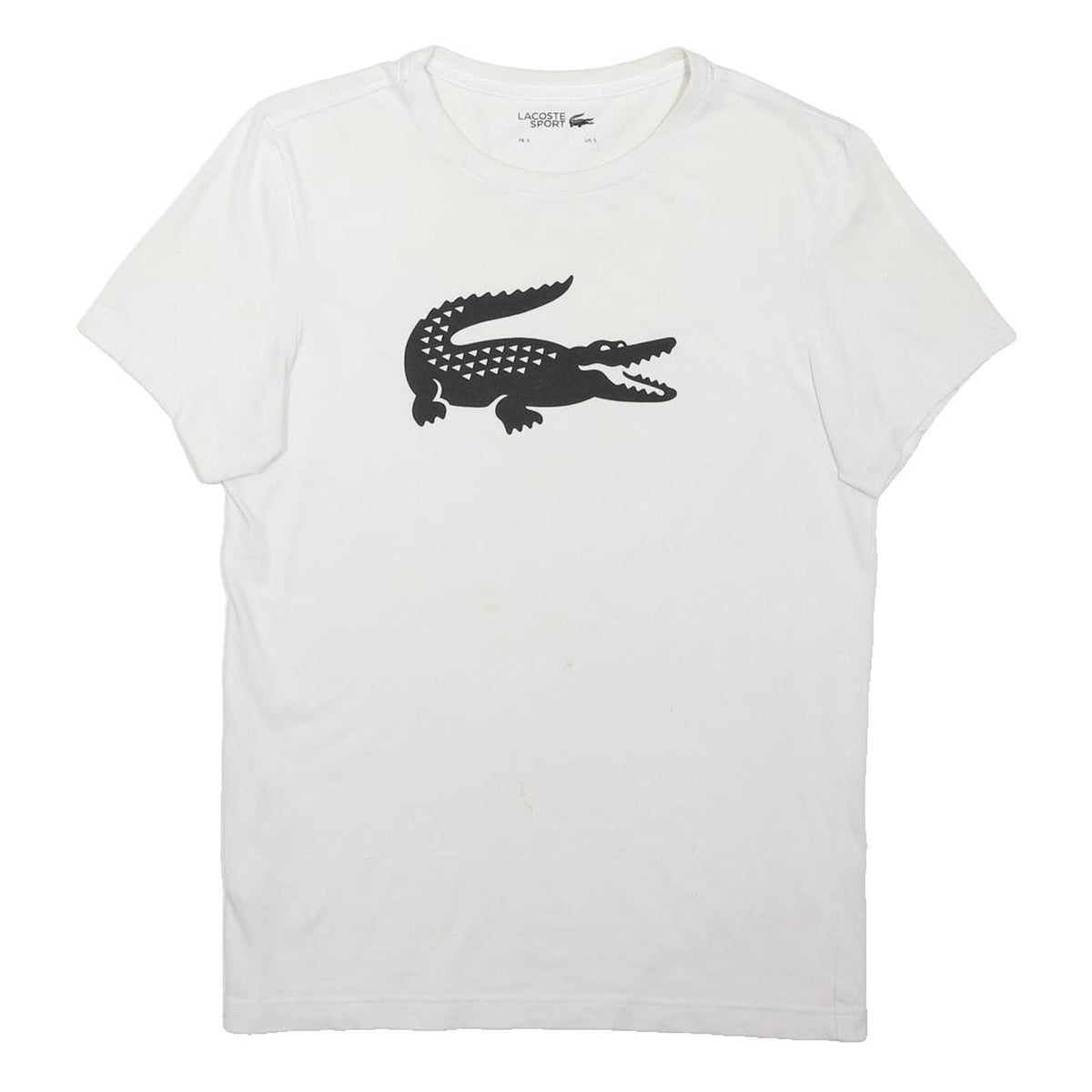 LACOSTE Mens White Black Large Crocodile Graphic Crew Neck Short Sleeve S