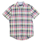 TOMMY HILFIGER Mens Pink & Yellow Short Sleeve Plaid Shirt S Cotton Casual