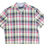 TOMMY HILFIGER Mens Pink & Yellow Short Sleeve Plaid Shirt S Cotton Casual
