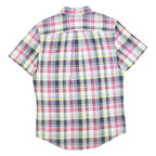 TOMMY HILFIGER Mens Pink & Yellow Short Sleeve Plaid Shirt S Cotton Casual