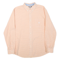 CHAPS Mens Orange & White Check Shirt 2XL Cotton Blend Button Down Long Sleeve
