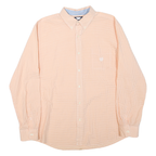 CHAPS Mens Orange & White Check Shirt 2XL Cotton Blend Button Down Long Sleeve