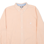 CHAPS Mens Orange & White Check Shirt 2XL Cotton Blend Button Down Long Sleeve