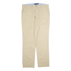 TOMMY HILFIGER Mens Cotton Beige Regular Straight Trousers W34 L33 Classic Zip