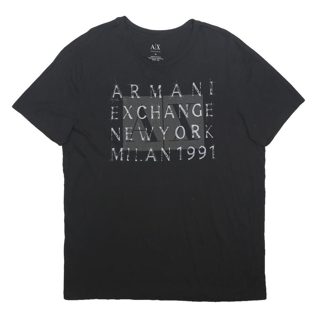 ARMANI EXCHANGE Mens Black XL Graphic T-Shirt Short Sleeve Crew Neck Logo
