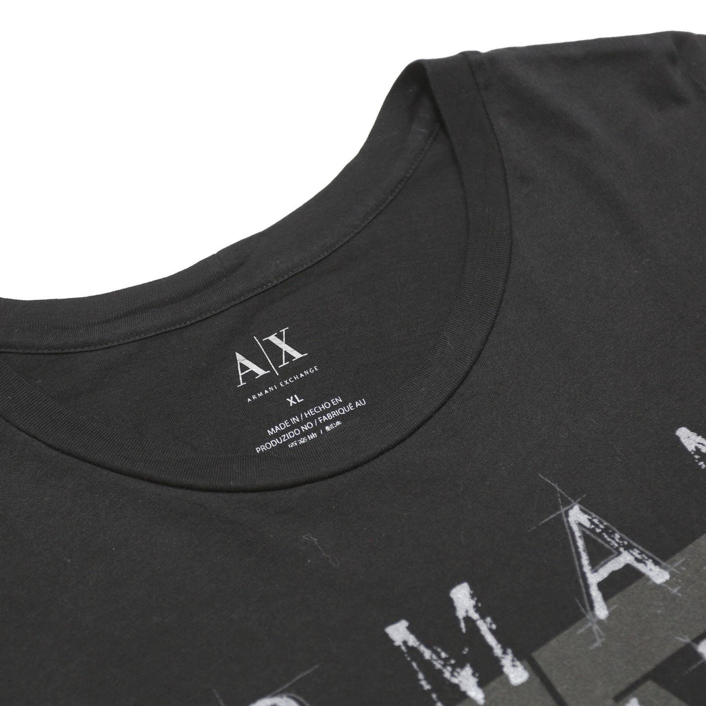 ARMANI EXCHANGE Mens Black XL Graphic T-Shirt Short Sleeve Crew Neck Logo