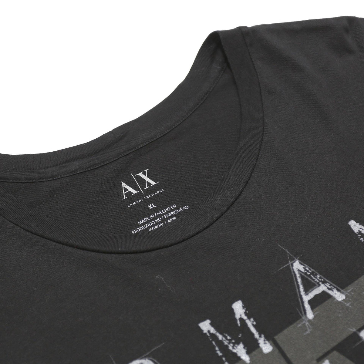 ARMANI EXCHANGE Mens Black XL Graphic T-Shirt Short Sleeve Crew Neck Logo