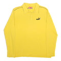 PUMA Mens Yellow Long Sleeve Plain M Polo Shirt Boxster Logo Cotton