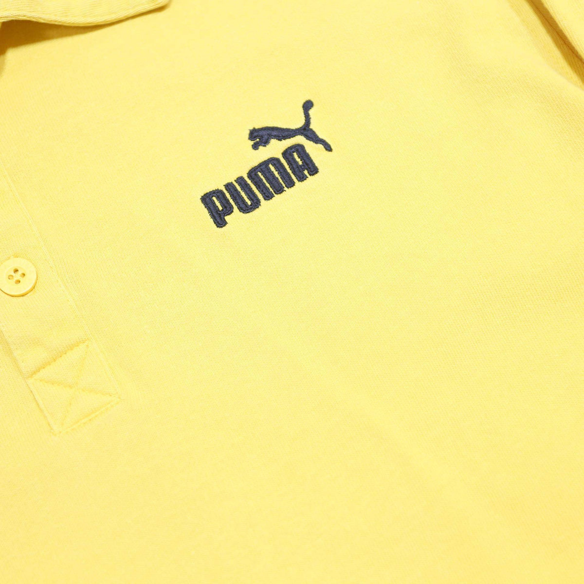 PUMA Mens Yellow Long Sleeve Plain M Polo Shirt Boxster Logo Cotton