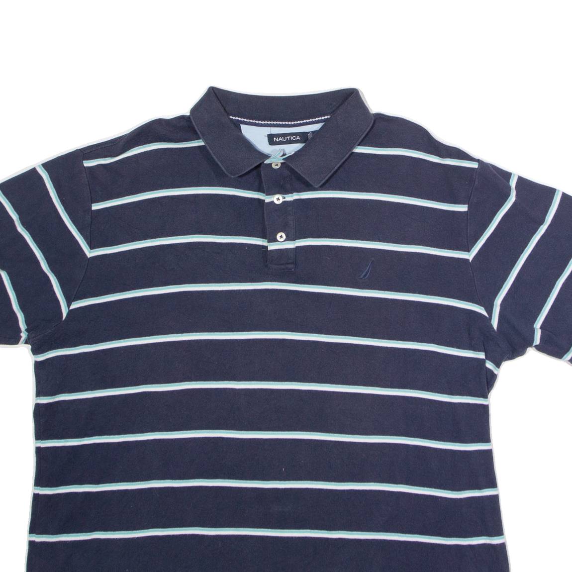 NAUTICA Mens Polo Shirt Blue Striped XL