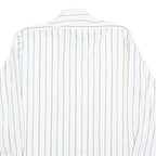 DINO CARINO Mens White & Light Blue Striped Shirt M Cotton Blend Button Collar