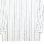 DINO CARINO Mens White & Light Blue Striped Shirt M Cotton Blend Button Collar