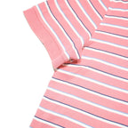 TOMMY HILFIGER Mens Pink & White Striped Polo Shirt M Cotton Blend Short Sleeve