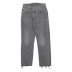 LEVI'S 501 Womens Jeans Black Regular Straight Denim Rinse W24 L26 Raw Hem