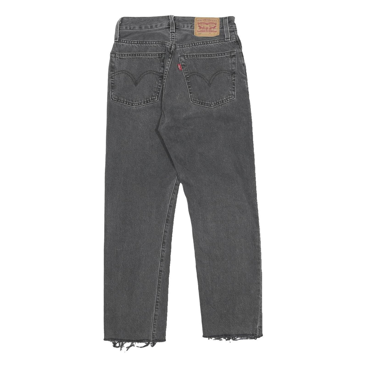 LEVI'S 501 Womens Jeans Black Regular Straight Denim Rinse W24 L26 Raw Hem