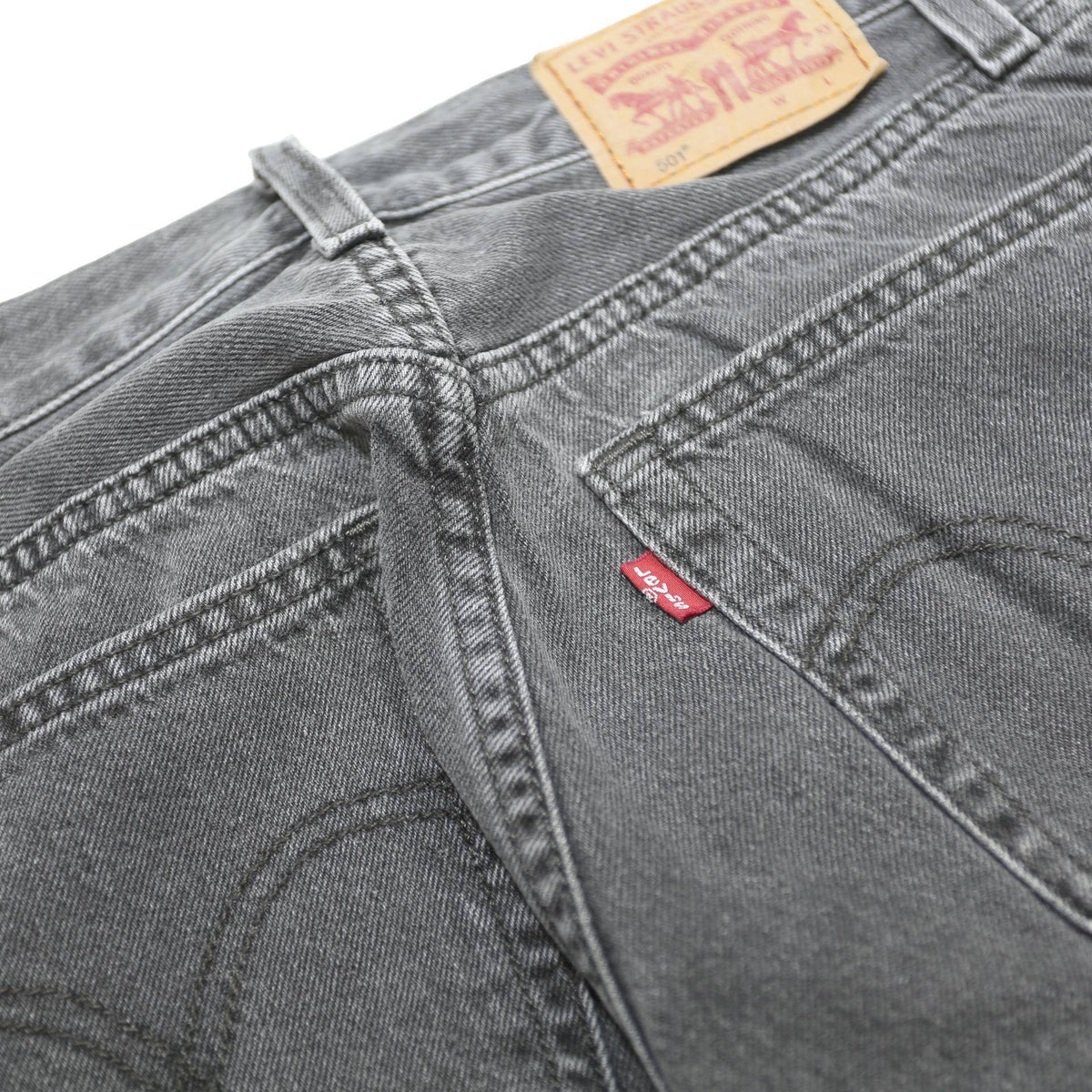LEVI'S 501 Womens Jeans Black Regular Straight Denim Rinse W24 L26 Raw Hem