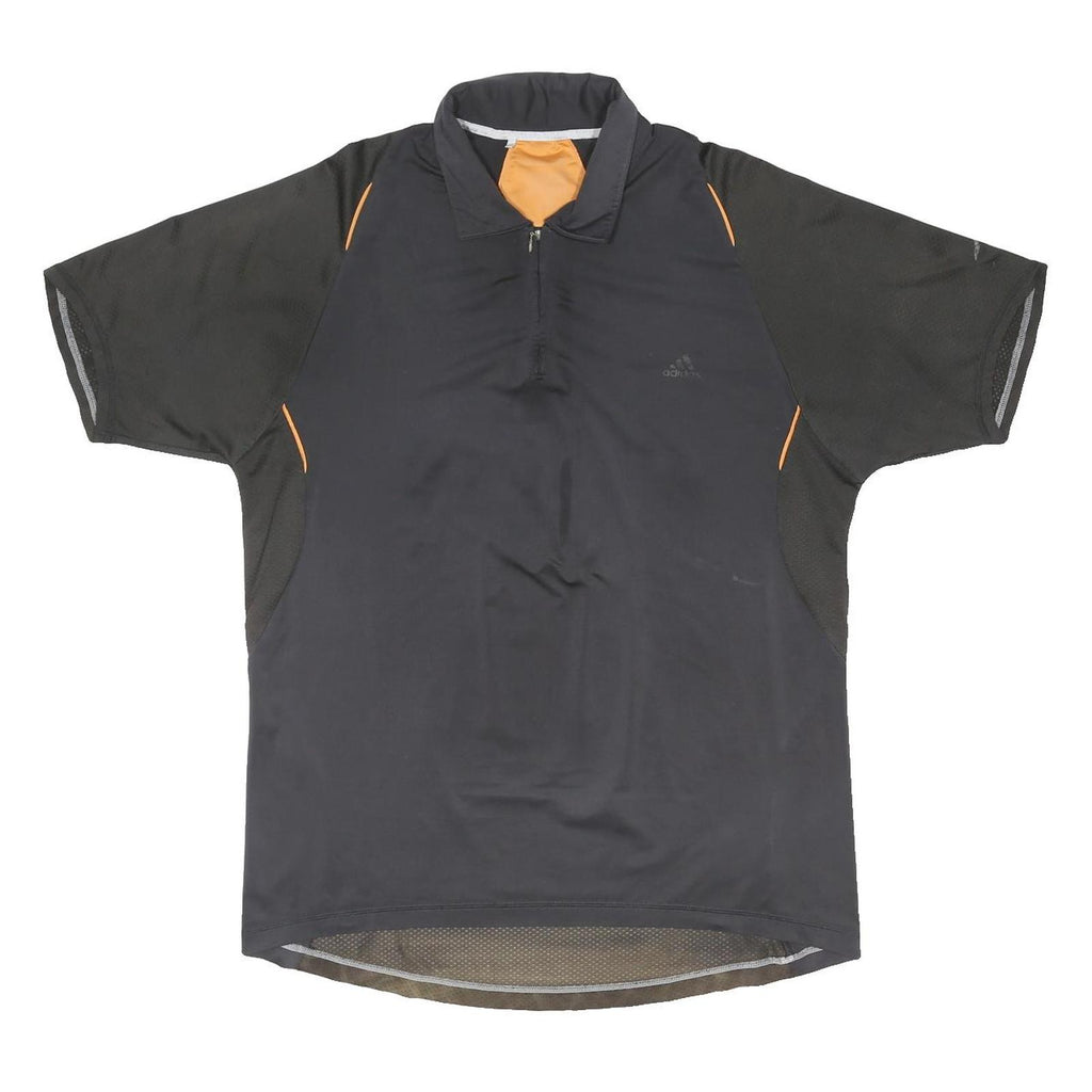 ADIDAS Mens Black & Orange Polyester Blend Short Sleeve Polo Shirt XL Sports