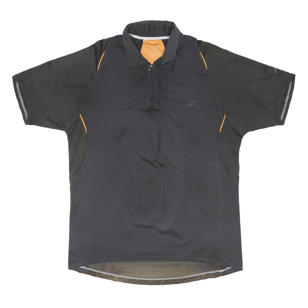 ADIDAS Mens Black & Orange Polyester Blend Short Sleeve Polo Shirt XL Sports
