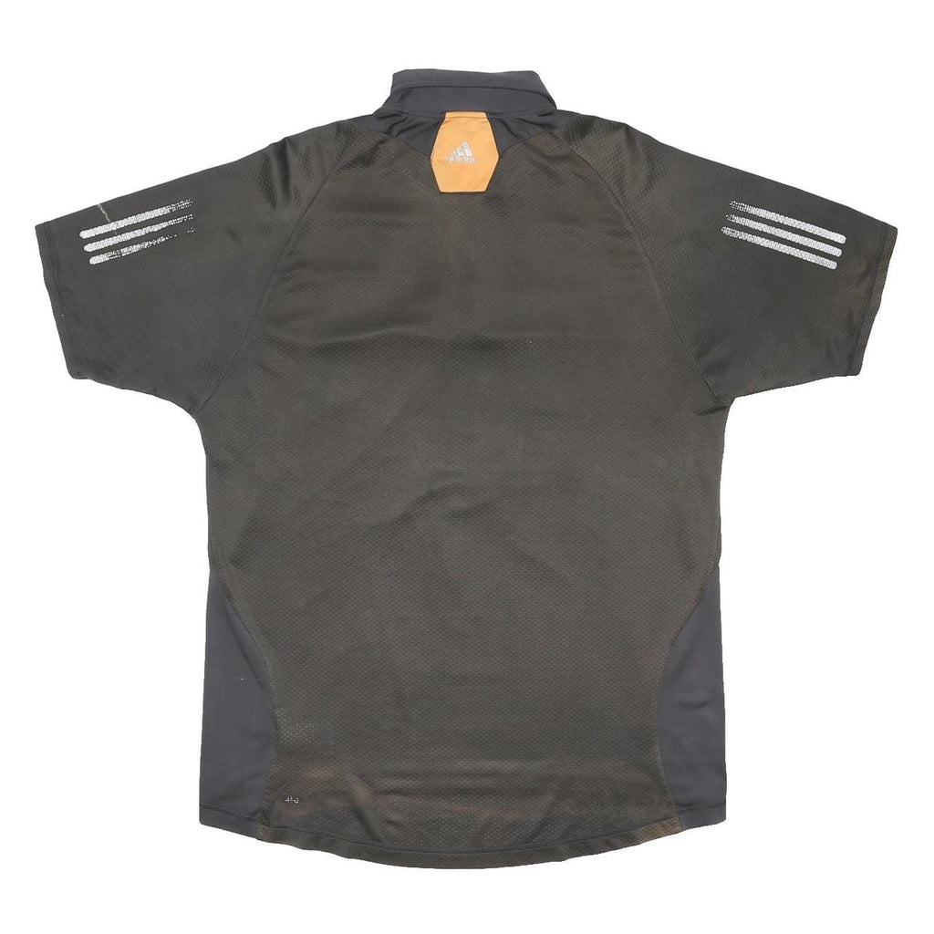 ADIDAS Mens Black & Orange Polyester Blend Short Sleeve Polo Shirt XL Sports