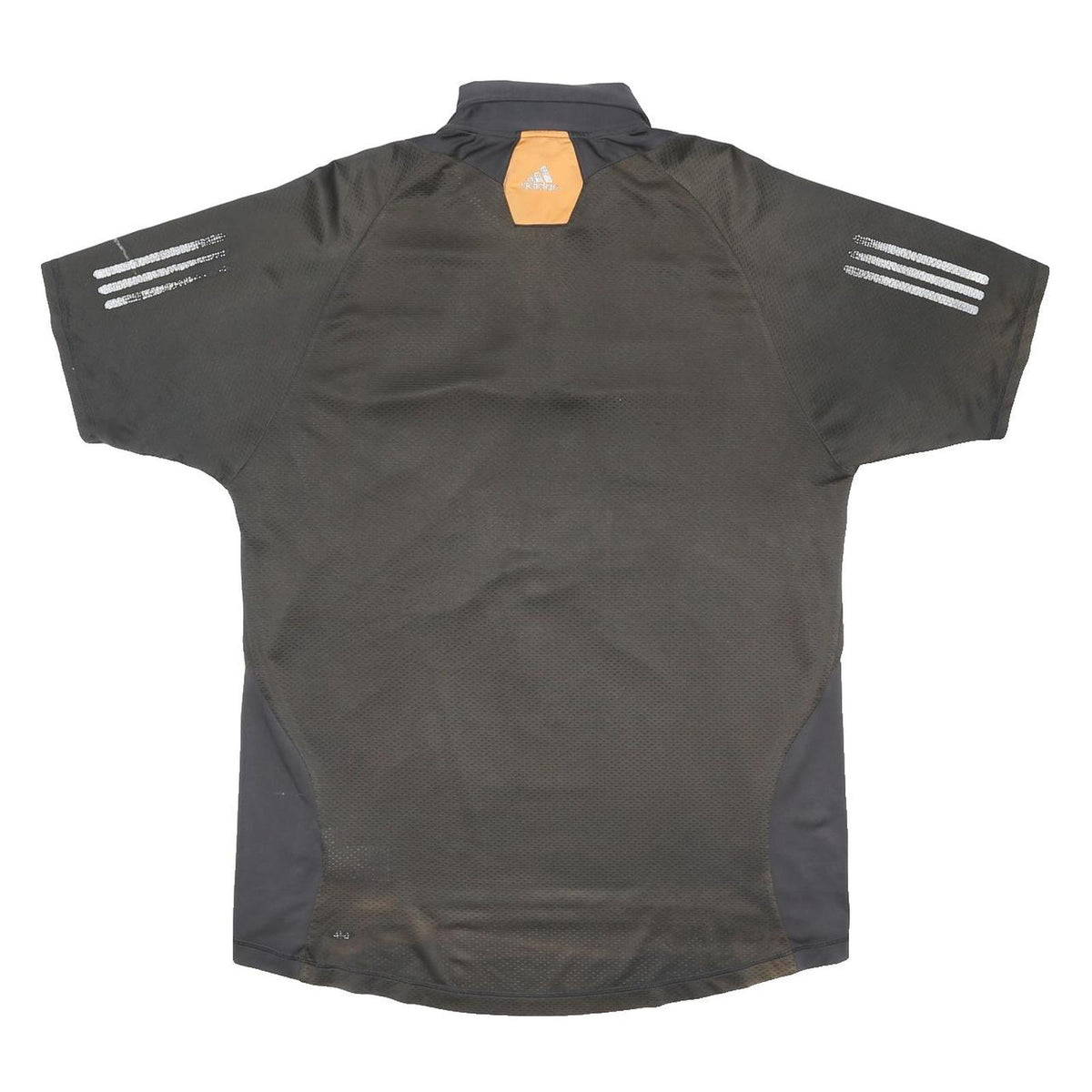 ADIDAS Mens Black & Orange Polyester Blend Short Sleeve Polo Shirt XL Sports