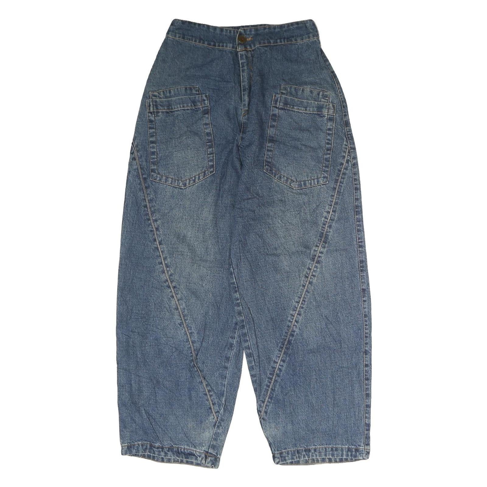 Womens Blue Regular Fit Straight Denim Cotton Jeans W24 L28 Casual Zip Closure