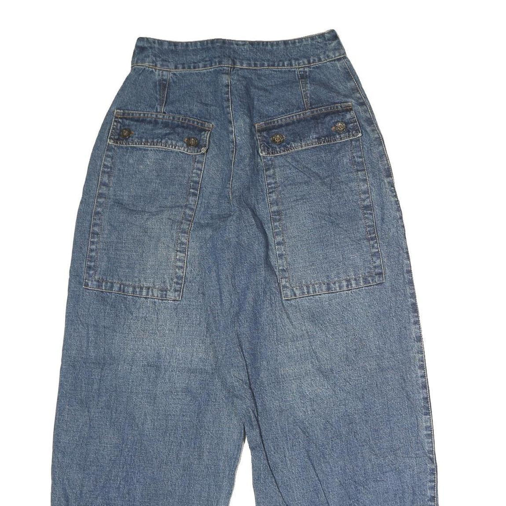 Womens Blue Regular Fit Straight Denim Cotton Jeans W24 L28 Casual Zip Closure