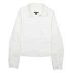 TOMMY HILFIGER Womens White Cotton Blend Button Jacket M Cotton Blend Plain